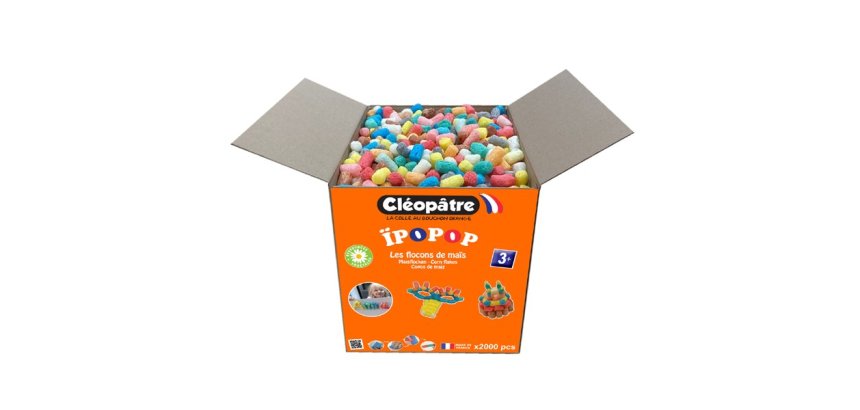 Flocon de mais cleopatre ipopop 15mm + 1 eponge + 1    guide coloris assortis pack   de 2000 flocons