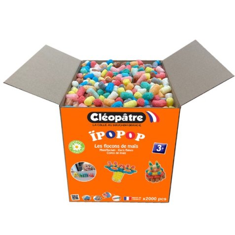 Carton de 2000 « IPOPOP » flocons de maïs couleurs assorties, avec guide et grande éponge