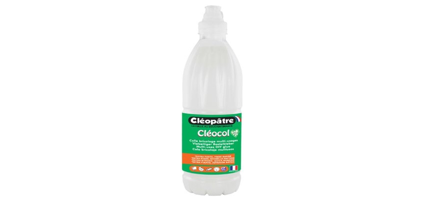 Colle cléopâtre forte reliure multi-matériaux spécial bricolage précis séchage rapide bois porcelaine flacon 1l