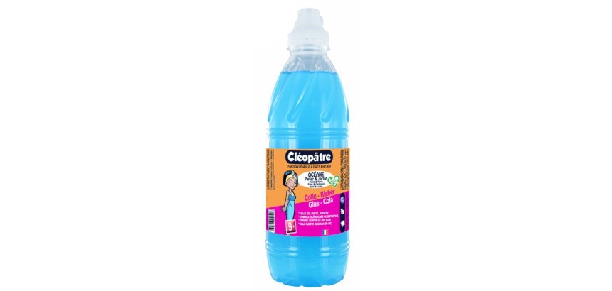Colle oceane cleopatre sans solvant papier carton bouchon pinceau coloris bleu flacon   de 1kg