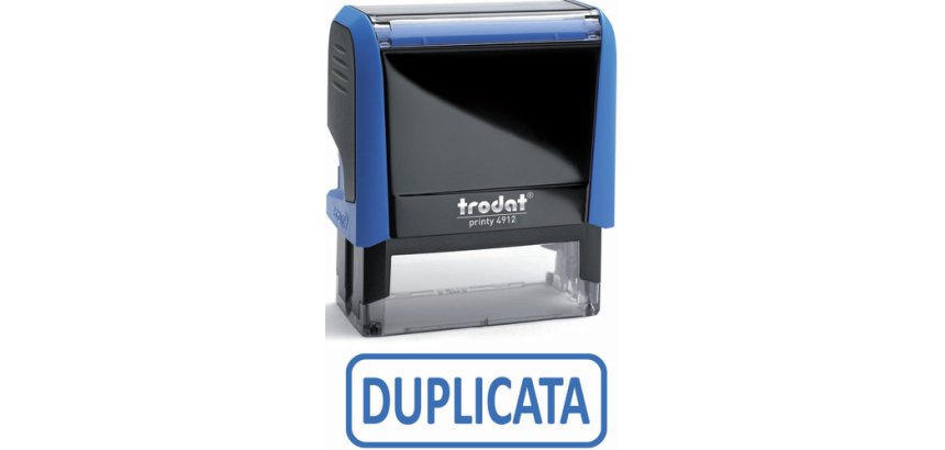 Formule commerciale trodat xprint duplicata empreinte 44x15mm encrage automatique rechargeable bleu