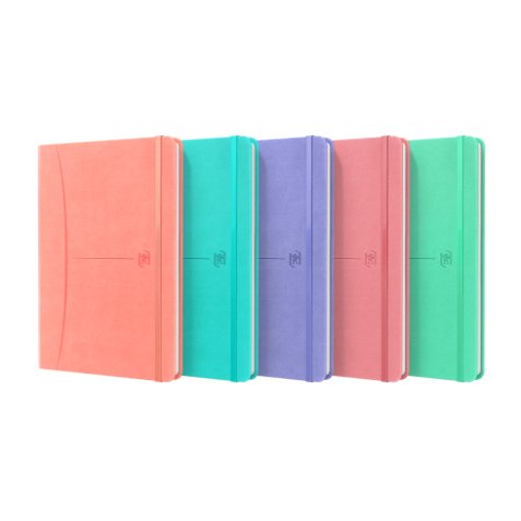Cahier Oxford signature brochure rembordee 148x210 160p optik p. ligne 6mm+tag 5 assorti pastel