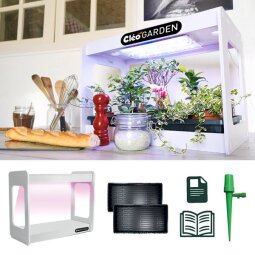 Kit Maison verte autonome, éclairage LED + 2 plateaux + programmateur + système d'arrosage