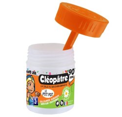 Pot de colle blanche cleopatre en pate de 35gr a   l'odeur d'amande avec spatule