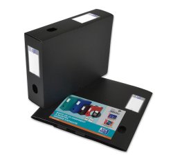 Boîte Oxford grande capacité Memphis à plat 24x32cm dos 80mm avec bouton pression couverture polypro noir