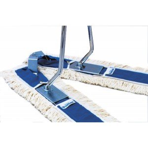 Balai ciseaux complet Pro 2 x 1 mètre, monture et manche en métal Bleu + franges coton