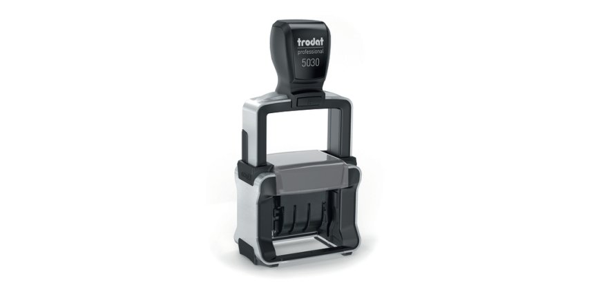 Tampon dateur trodat 5030 métallique léger incassable date 4mm encrage automatique usage répétitif encre noire