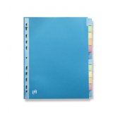 Intercalaire A4+ carte lustrée 220 g colorée Oxford Color Life 12 onglets neutres - 1 jeu