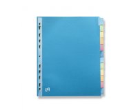 Intercalaire A4+ carte lustrée 220 g colorée Oxford Color Life 12 onglets neutres - 1 jeu