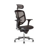 Fauteuil Enjoy en résille Noir avec têtière, à mécanisme synchrone, accoudoirs 3D réglables