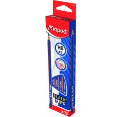 Crayon graphite maped black peps recycle haute qualite    etui de 12 unites