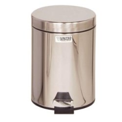 Poubelle collecteur en métal 5,6L bac plastique avec couvercle inox - D29 x H20 cm