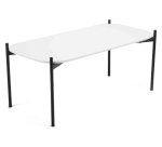 Table basse MEET 50x75cm, pied acier époxy noir mat, plateau laqué 19mm blanc