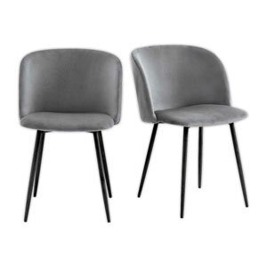 Lot de 2 Fauteuils Must assise contreplaqué Grise piètement polyester Noir, L57 x H81 x P54 cm