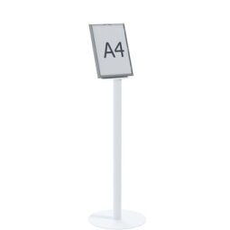 Présentoir d'information en aluminium pour format A4. Signalétique intérieure. Coloris blanc