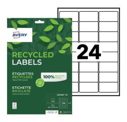 Etiquette autocollante avery adresse recyclee laser blanc  63,5 x 33,9mm boite de 360