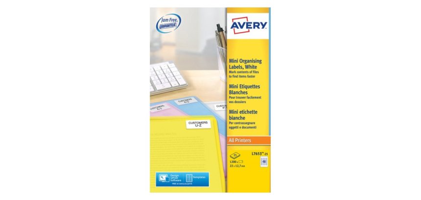 Mini etiquette avery ilc blanc 22 x 12,7 mm boite de   1200