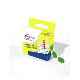 Boîte distributrice de 150 pastilles adhésives Ø15 mm. Coloris Vert.