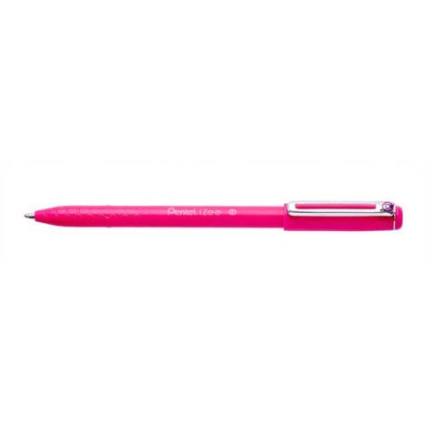 Stylo bille à capuchon iZee 1 mm Rose à faible viscosité.Clip métal, zone alvéolée, rechargeable