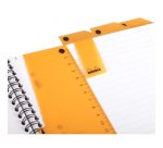 Cahier spirale Rhodiactive  Notebook 14,8 x 21 cm noir ligné avec marge et cadre en-tête - 160 pages