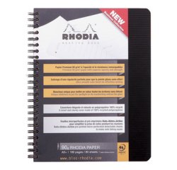 Meetingbook Rhodiactive 90g reliure intégrale A5+ 160 pages microperforé non perforé - Noir