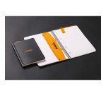 Cahier spirale Rhodiactive  Notebook 14,8 x 21 cm noir ligné avec marge et cadre en-tête - 160 pages