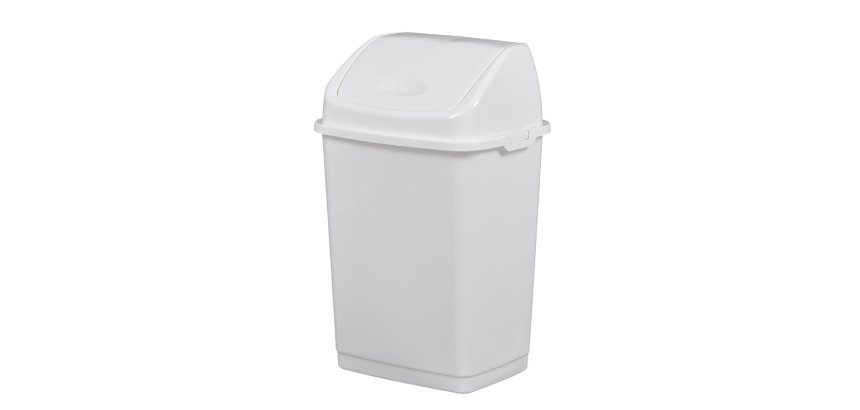 Poubelle à couvercle basculant Blanche en polypropylène capacité 18L L28,5 x H45,5 x P23,5 cm