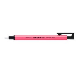 Stylo gomme MONO ZERO ronde 2,3mm diamètre, rétractable et rechargeable. Coloris Rose Fluo