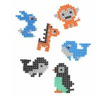 Pack de 1500 Aqua Perles Aqua'Nimals D3 mm, 5 coloris assortis + 10 feuilles modèles 7,8x7,8 cm