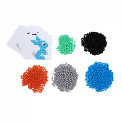Pack de 1500 Aqua Perles Aqua'Nimals D3 mm, 5 coloris assortis + 10 feuilles modèles 7,8x7,8 cm