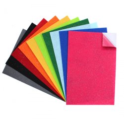 Feutrine adhesive pailletee sodertex 1mm 200x300mm 10     coupons coloris assortis