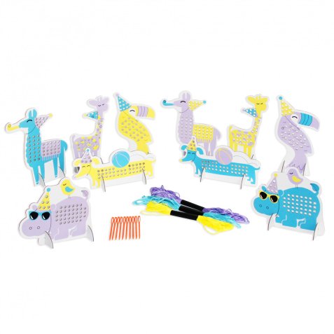 Kit de cartes a border sodertex party animals + 3    bobines de fils + 10          aiguilles 8 et 16 cm 10 pcs