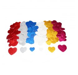 Coeurs sodertex en mousse eva pailletee adhesive 2mm 4      tailles 200 pcs 6 coloris     assortis