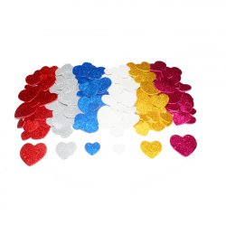 Coeurs sodertex en mousse eva pailletee adhesive 2mm 4      tailles 200 pcs 6 coloris     assortis