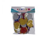 Coeurs sodertex en mousse eva pailletee adhesive 2mm 4      tailles 200 pcs 6 coloris     assortis