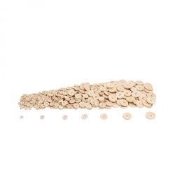 Paquet de 380 boutons en bois, taille de 9 à 28 mm.