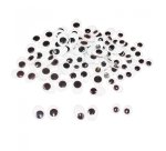 Yeux mobiles sodertex ovales sans cils noirs adhesifs 3    tailles 100 pcs