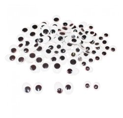 Yeux mobiles sodertex ovales sans cils noirs adhesifs 3    tailles 100 pcs