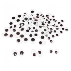 Yeux mobiles sodertex ovales sans cils noirs adhesifs 3    tailles 100 pcs