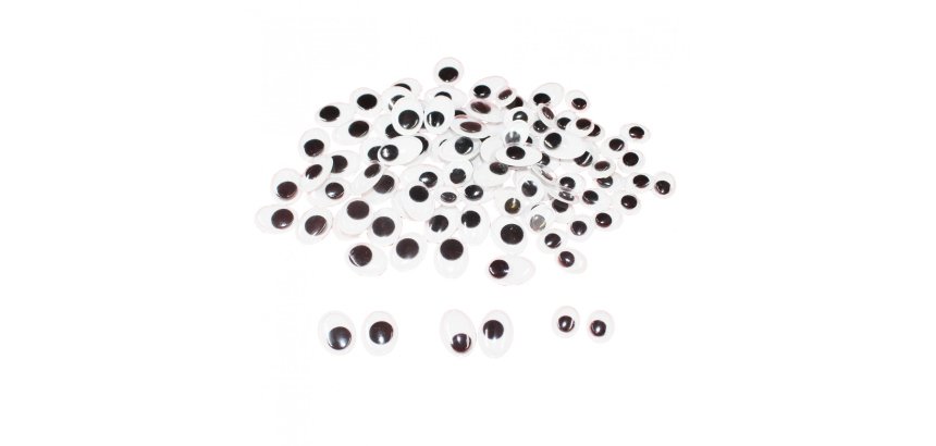 Yeux mobiles sodertex ovales sans cils noirs adhesifs 3    tailles 100 pcs