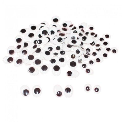 Yeux mobiles sodertex ovales sans cils noirs adhesifs 3    tailles 100 pcs