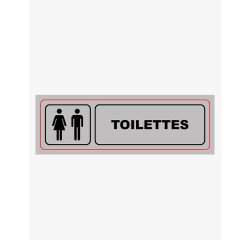 Plaque signalisation viso aluminium auto-adhesive toilettes 17x5cm