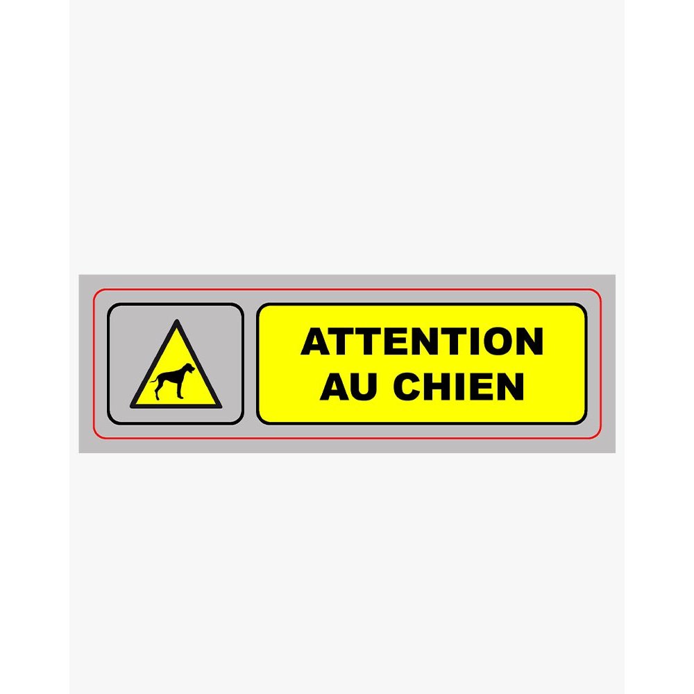 Plaque De Signalisation Auto-adhésive En Plastique Couleur Aluminium 17 X 5cm - Attention Au Chien