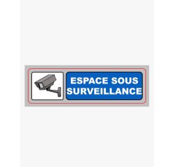 Plaque signalisation viso sign pvc auto-adhesive espace sous surveillance 17x5cm