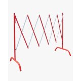 Barrière extensible en acier peinture époxy anti-UV Rouge blanche - Dim L20/230 x H100/105 x P40 cm