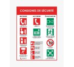 Panneau consignes de securite pvc souple incendie accident  evacuation 40x30cm blanc      rouge