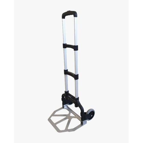 Diable en aluminium pliable charge 70 kg deux roues - Hauteur ouvert 96cm, bavette L48 x P26 cm