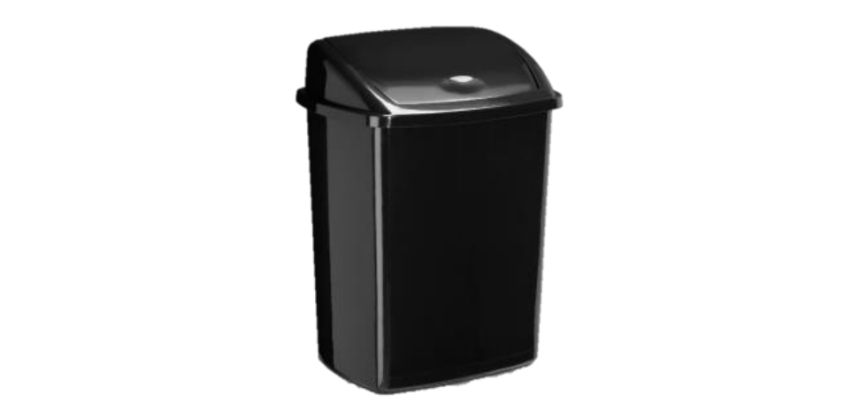 Poubelle cep plastique couvercle basculant 50l coloris noir 405x310x685mm