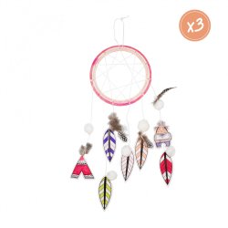 Kit DIY 3 attrape-rêves BE A CHEYEN à fabriquer - Matières & coloris assortis L614914