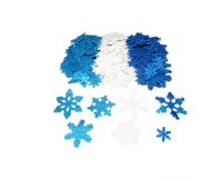Flocons de neige sodertex en mousse eva pailletee 2mm 3    tailles 240 pcs 3 coloris     assortis